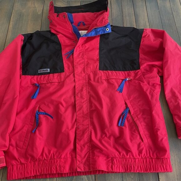VINTAGE 90s Y2K Columbia Vamoose Ski Jacket Red Black Blue Men's Size Large (P8) - Picture 1 of 11